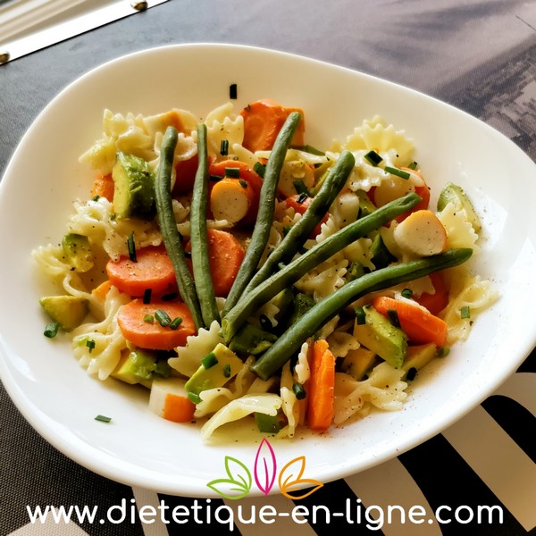Salade de Pâtes au Surimi (Bâtonnets de Crabe) - Diététique En Ligne Salade de Pâtes au Surimi (Bâtonnets de Crabe) - Diététique En Ligne