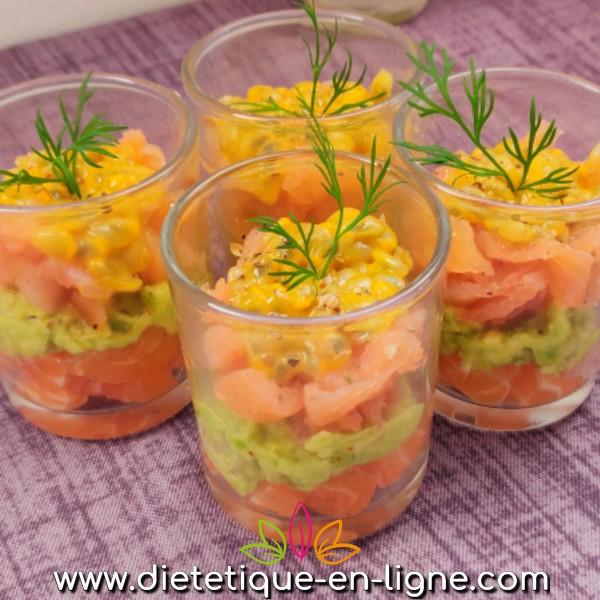 Tartare de Saumon et Saumon Fumé - Verrines - Diététique En Ligne Tartare de Saumon et Saumon Fumé - Verrines - Diététique En Ligne