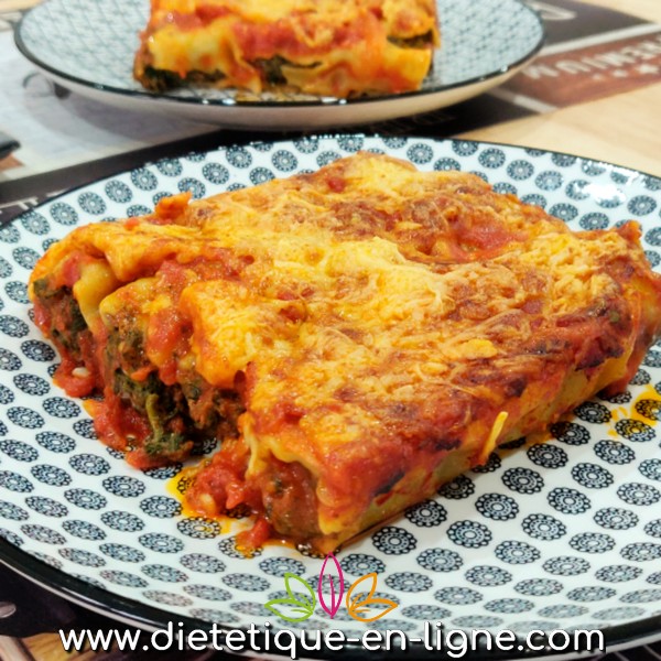 Cannelloni au Bœuf et aux Epinards - Diététique En Ligne Cannelloniau Bœuf et aux Epinards - Diététique En Ligne